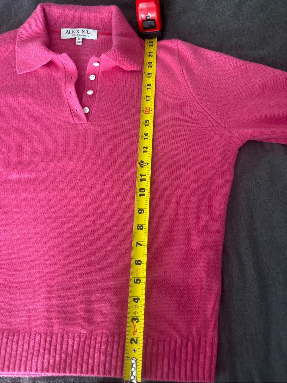 Alex Mill Hot Pink Polo Collar Cashmere Blend Sweater NWOT-never worn - Picture 6 of 6